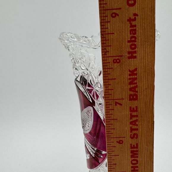 Vintage Byrdes Collection Bud Vase 8" by Hofbauer 24% Lead Crystal - Picture 5 of 9
